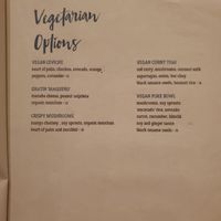 Vegan section of menu at ZFOOD in Quito