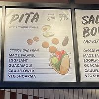 Menu  at Maoz - Muntplein in Amsterdam