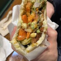 Middle of pita  at Maoz - Muntplein in Amsterdam