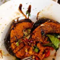 They have a separate vegan menu. Absolutely beautiful meals. Roast pumpkin salad. Previously , I had the Zucchini Vietnamese salad, which was delicious, too. Well worth the visit at Agnes Water Tavern in Agnes Water