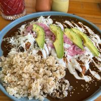 Enmoladas at Vegan Barrio in Cozumel