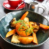 Vegan main (stuffed pumpkin) at Refuge du Montenvers in Chamonix-mont-blanc