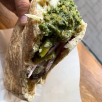 falafel wrap with lots of toppings   at Maoz - Leidsestraat in Amsterdam