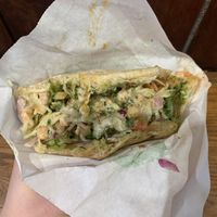 Half-eaten pita  at Maoz - Leidsestraat in Amsterdam