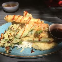 Tempura vegetables with rice at HiToMy in Munich