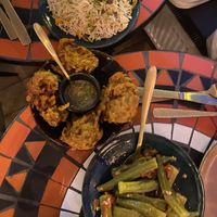 Okra, vegan Afghan rice and fried vegetables   at Delrobah in Antwerpen