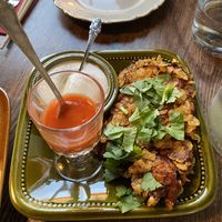 Fried oyster mushroom with cornflakes  at Manto in Malmo