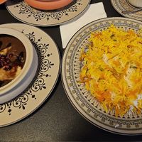 Rice with carrots, orange peel and king oyster mushrooms in nut cream with me at Maman in Offenbach