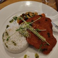 Vegan schnitzel at Opus Jazz Club in Budapest