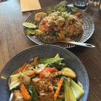 Thai fried rice and garlic and pepper stir fryy  at Thai On Wok in Glebe