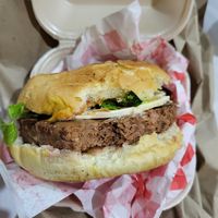 Vegan "veggie burger" at Branton Burger Grill in Playa Del Carmen