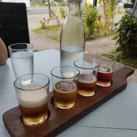 Vegan craft beer flights at La Fortuna Pub in La Fortuna