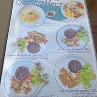 Menu with some plant-based options  at Organic Room in Ayutthaya