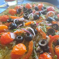 Mediterranean pizza with no cheese (wouldn't recommend, very dry) at Geographer Cafe in Malacca