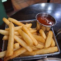 French fries with spicy ketchup at Geographer Cafe in Malacca