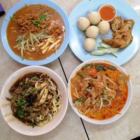 Duck noodles, mee rubus, laksa and chicken rice balls at Shui Xian Su Shi Yuan in Malacca