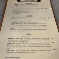 Menu at Ringo Banana  in Sevilla