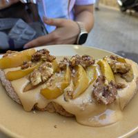 Pb toast with apple and candied nuts at Ringo Banana  in Sevilla