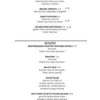 Vegan Menu at Vine & Olive in Titusville
