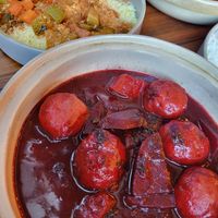 Vegan beet kubbeh at Moshe Cube in Playa Del Carmen