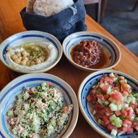 Opening salads at Moshe Cube in Playa Del Carmen
