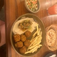 Vegan falafel plate  at Moshe Cube in Playa Del Carmen