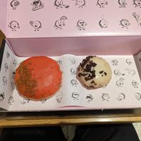 large strawberry and small tiramisu. at HERE-O Donuts in Dubai