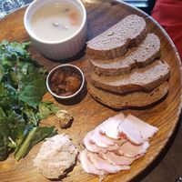 Mock meat dish? Which my friend had, served with boiled mushrooms at Cafe Sukkara - 수카라 in Seoul