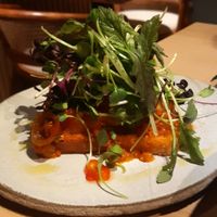 feta, caramelized mixed peppers sauce, house made pain de mie at and/or  in Antwerpen