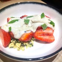 Strawberries, Mixed nuts, Magnolia Flower Confit,  Vanilla cream at and/or  in Antwerpen