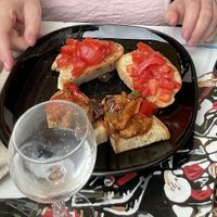 Aubergine and tomato bruschetta   at Sapori Di Mare in Taormina