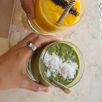 Rise and shine and Shrek smoothies at Numa Café - AMUN Cafe in Lisbon