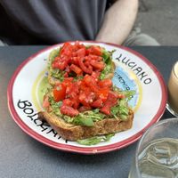 Zucchini and tomato toastt  at Ammazza Caffé in Verona