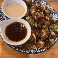 The yellow sauce was mayo based so I didn’t eat that  the other sauce was soy based and good    at Rakkan Ramen in Tustin