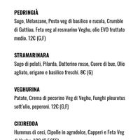 vegan pizzas menu at Pizzeria Grains in Cagliari