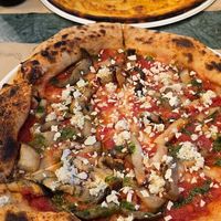 Vegan Pizza (pesto, "Feta", aubergine) at Pizzeria Grains in Cagliari