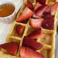 Strawberry Vegan Waffles  at Waffle Frolic in Ithaca
