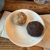 Macadamia nut and chocolate walnut energy balls  at Coffee + Matcha Bar in Basel