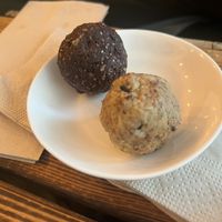 Chocolate/coconut and macadamia energy balls  at Coffee + Matcha Bar in Basel
