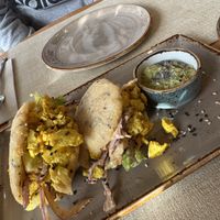 Arepa Rellena (starter) 🙏🏼  at Alubia plant power in Mallorca