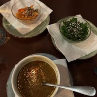 Lentil soup with salads.  at ŠMAK in Bratislava