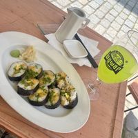 Lunch menu sushi and fav kiwi lemonade  at ŠMAK in Bratislava