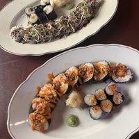 Avocado uramaki, Futomaki with tofu + cucumber small rolls and mango with chilli small rolls  at ŠMAK in Bratislava