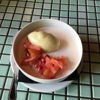 Vegan panna cotta at Neon in Gdynia