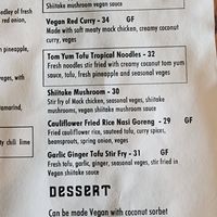 Vegan menu Dec 2024 at Thaiger in Auckland