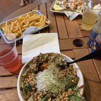 Buddha bowl, gyro, kombuchas, & (free!) fries.  Great food, generous portions, very nice staff.  And freebies for next visit.  Very happy to have a fully vegan tasty restaurant !  at Earth Aloha Eats in Kihei