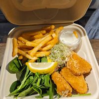 Fish and chips (amazing) at Earth Aloha Eats in Kihei