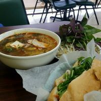 Bun Hue Spicy! and Banh Mi with veggie chicken. ..yuum at DUY Sandwiches in Houston