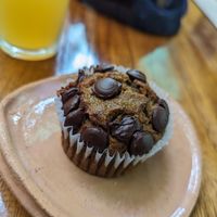 Banana and chocolate chip cake at Coraje Vegan in Medellin