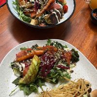 Salad and choripan   at Coraje Vegan in Medellin